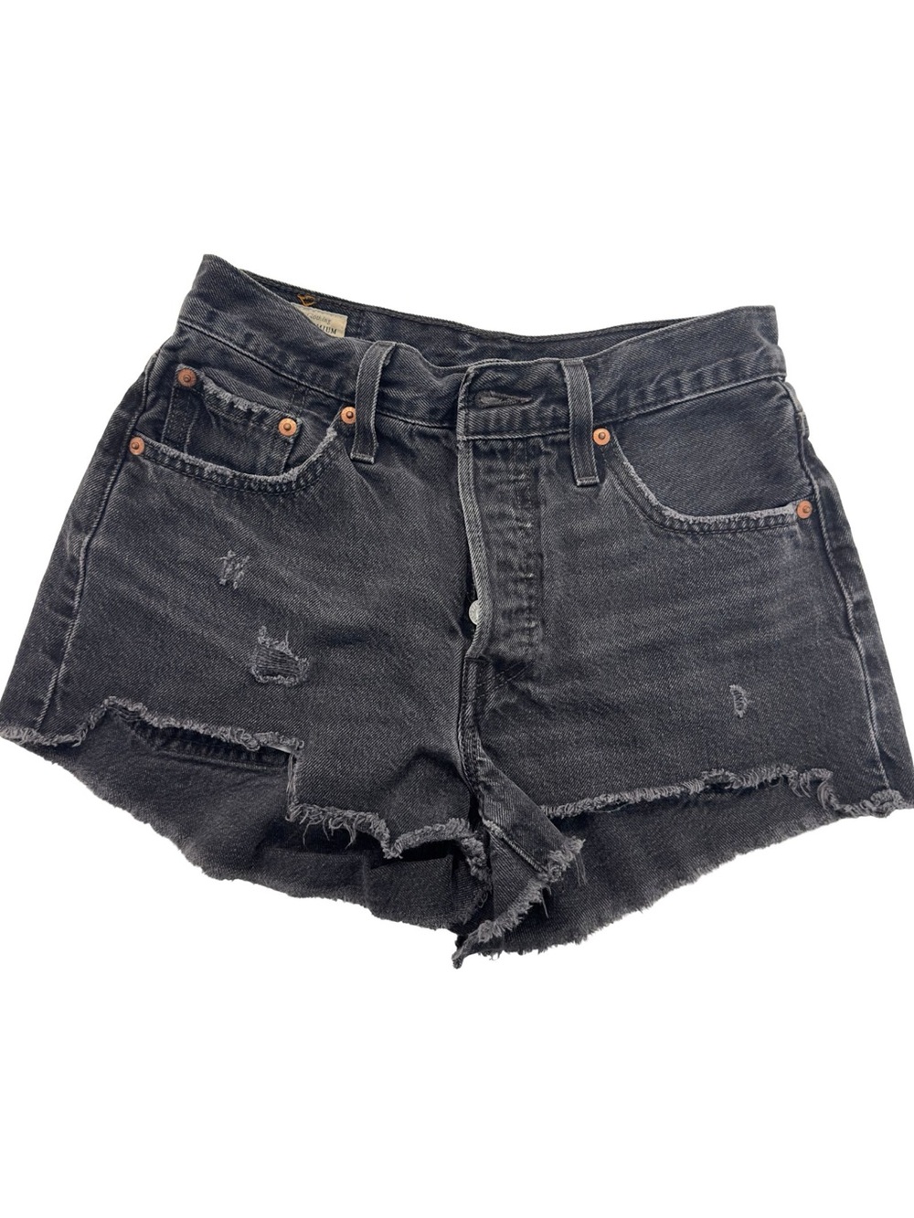 Levi's Black Frayed Distressed Women's Denim Cutoff Shorts